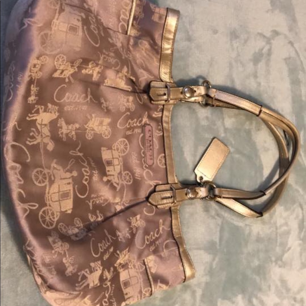 Coach Purse purple carriage glitter